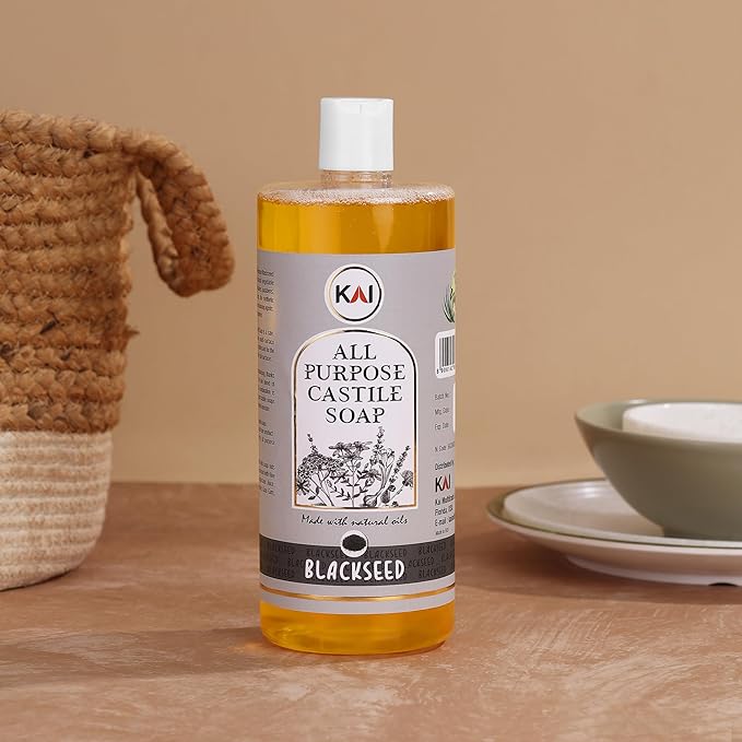 Black Seed Liquid Castile Soap; Concentrated and All-Purpose; Use for All Natural Body Wash, Face Cleanser, Hair Shampoo, Hands, Dishes, Laundry, Floors, and Pets; 32 Ounce (1 Pack)