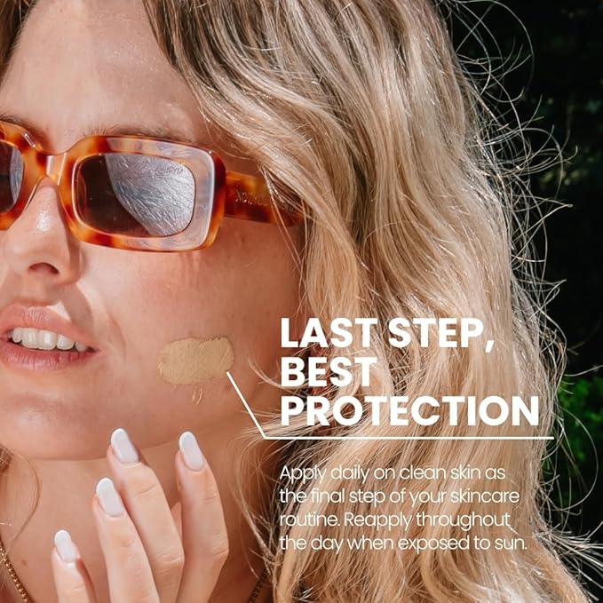 Sunscreen SPF 60 Light Tone – Hyaluronic Acid & Green Tea – Tinted Face Sunscreen for Daily Use – Broad-Spectrum UVA/UVB & Blue-Light Protection – Hydrating Dry-Touch Vegan Formula