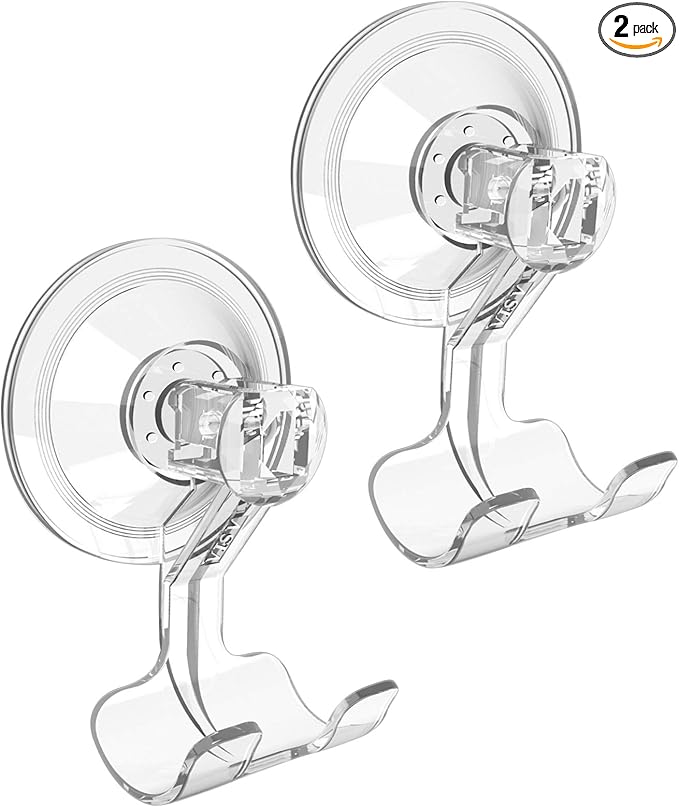 VIS'V Suction Cup Razor Holder, Shower Suction Razor Hooks for His and Hers, Removable and Reusable, Clear, 2 Pcs