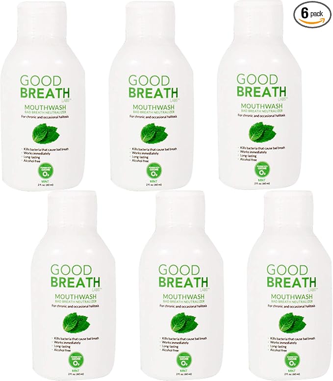 Goodbreath Mouthwash - Mint Mouth Rinse for Chronic Halitosis - New Ozone Technology Oral Rinse - Halitosis Treatment & Bad Breath Neutralizer - Mouthwash for Gum Diseases - Alcohol-free | 6 Pack,2 Oz