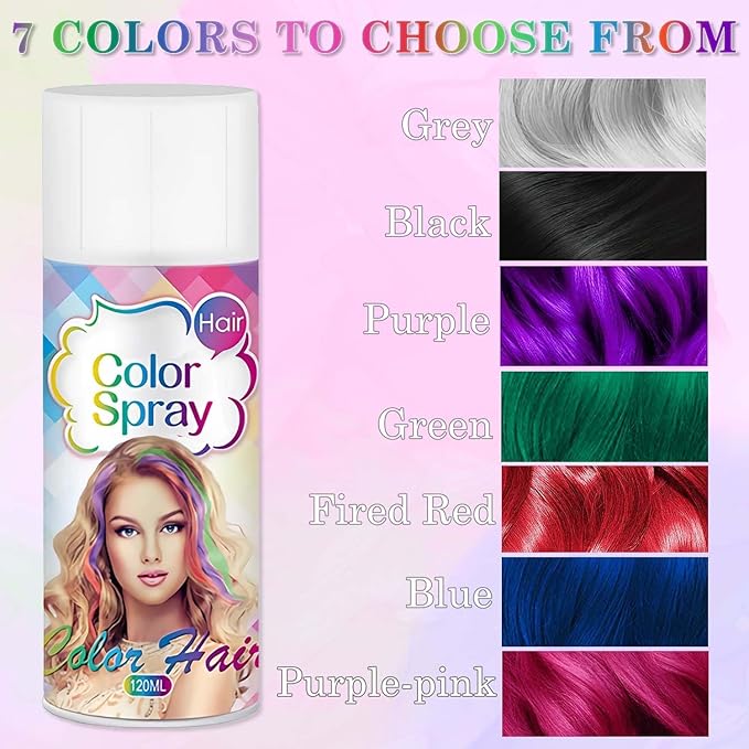 Temporary Hair Color Spray for Kids Women Men, Instant Vivid One-Time Use Hair Color Wax, Washable Natural Hair Spray Hair Strong Style for Christmas Party, Hollowen, Cosplay (Gray, 120ML)