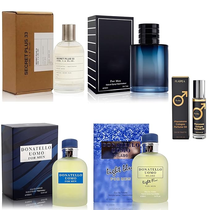 Men's Cologne Gift Set - Variety Pack of 4 Long Lasting Fragrances with 10ml Pheromone Cologne for Men Kit EDP/EDT (Combo L)