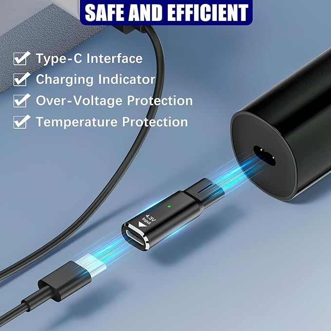 2 Pcs 4.3V Type-C Shaver Adapter Charger Compatible with Philips Norelco OneBlade QP2520 QP2515 QP2620 MG5700 MG3740, USB-C Electric Razor Charging Converter, Replacement Portable Travel Accessory