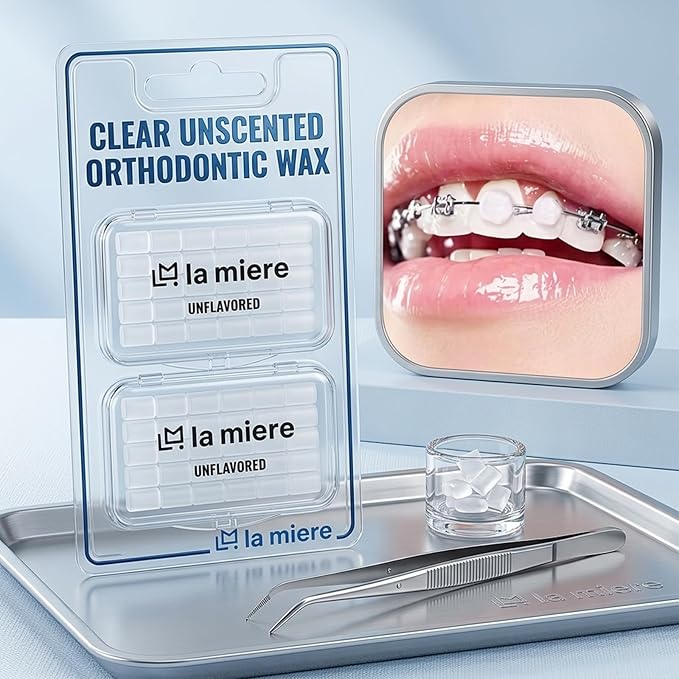 LA MIERE 2 Boxes Pre-Cut Food Grade Dental Wax Orthodontic Wax Braces Wax Shield Lips & Gums Dental Teeth Braces Wearer Unscented