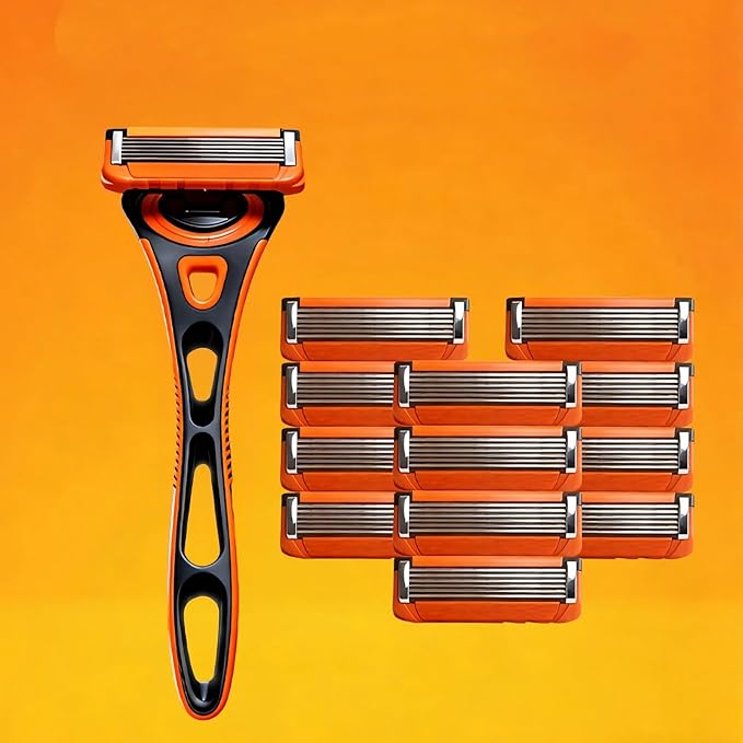 Razors for Men - safety razor,6-Layer Men's Blade,1Handle + 12 Blade Refills,Smooth Shaving Suitable for Daily Use,Holiday Gifts for Men