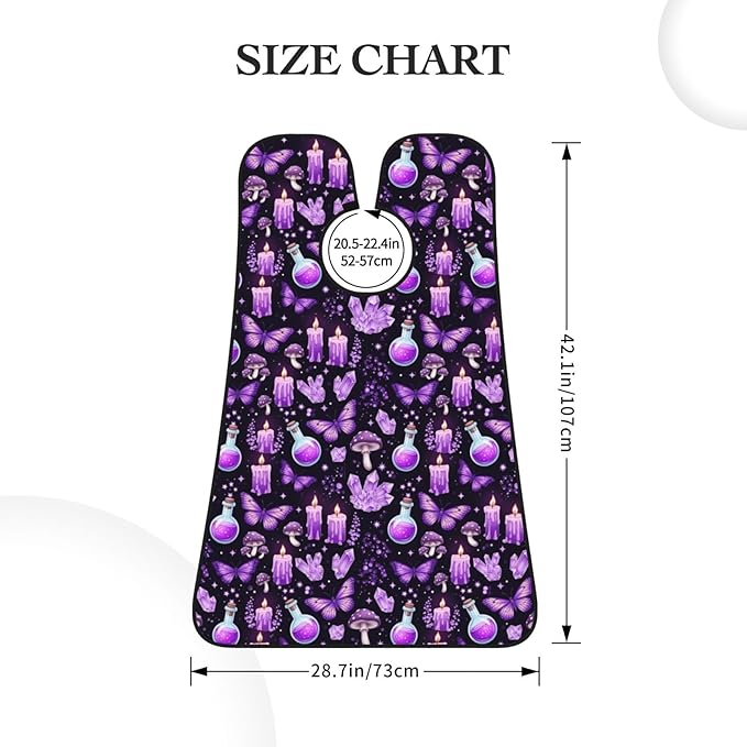 Strong Suction Cup Beard Grooming Bib, Non-Stick Hair Catcher, Waterproof, for Shaving, Gothic Magic Witch Witchy Trippy Purple Mushrooms