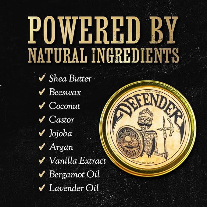 THE VINTAGE GROOMING CO. Defender Mustache Balm and Defender Mustache Guard Set | 2oz Mustache Balm & Mustache Drinking Protector