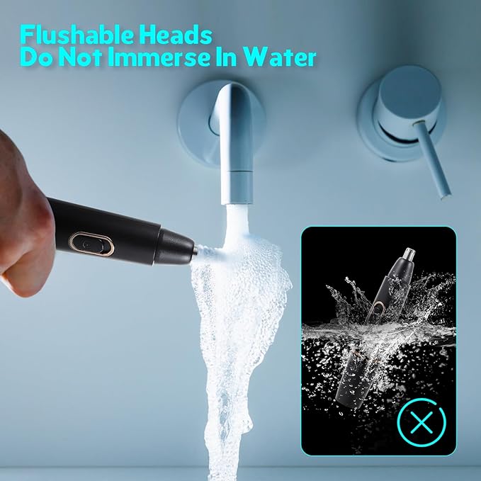 FEITA Ear and Nose Hair Trimmer for Men, Electric Cordless Men Rechargeable Nose-Hair Trimmer, 360 Rotating Dual-Blade Waterproof Noses Clippers, Dad & Men's Gifts for Him, Black