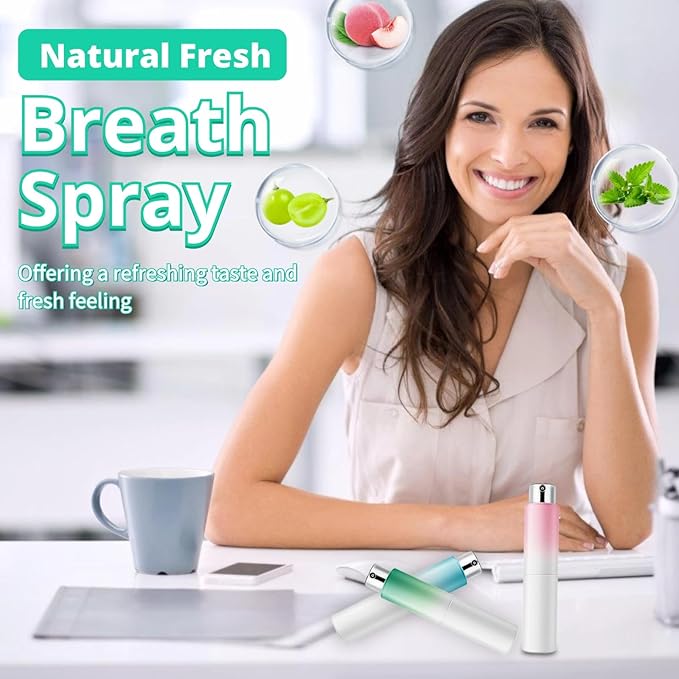 3 Count Oral Breath Spray, Mint Mouth Spray Fresh Breath, Breath Spray For Bad Breath for Adults, Dry Mouth Spray Effective Mouth Oral Breath Spray, Mint, Peach, and Green Grapes