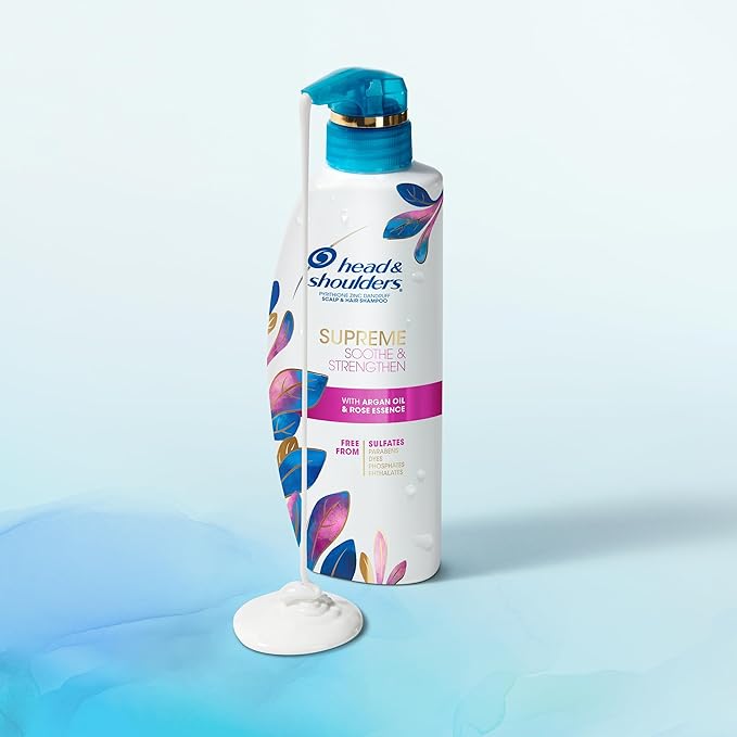 Head & Shoulders Supreme Anti-Dandruff Shampoo and Conditioner Set, 1% Pyrithione Zinc, Sulfate-Free, Argan Oil and Rose Essence, for Dry Scalp and Dandruff, 21.2 fl oz