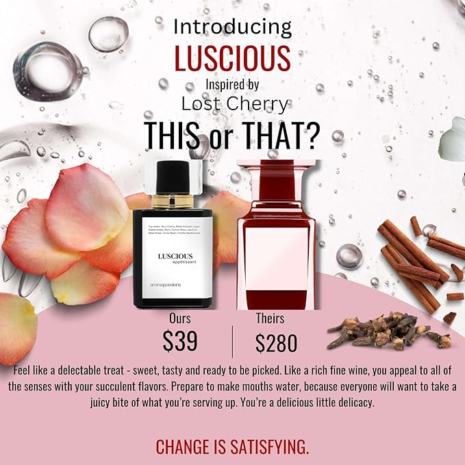 LUSCIOUS | Inspired by LOST CHERRY | Pheromone Perfume Cologne for Men and Women | Extrait De Parfum | Long Lasting Dupe Clone Essential Oil Fragrance | Perfume De Hombre Mujer | Cherry Scent Notes