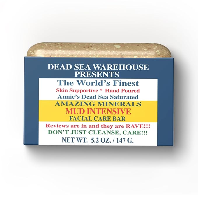 Dead Sea Soap MUD INTENSIVE Facial Care Bar - Face Soap for Women and Men - Purifying Dead Sea Mud - For Balanced & Clear Skin, Handmade & Unscented -5.2 oz