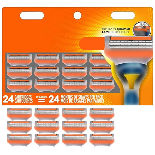 Razor Blade Refills compatible with Razors, 24 Count, Dual Lubrication System for Close Comfortable Shave