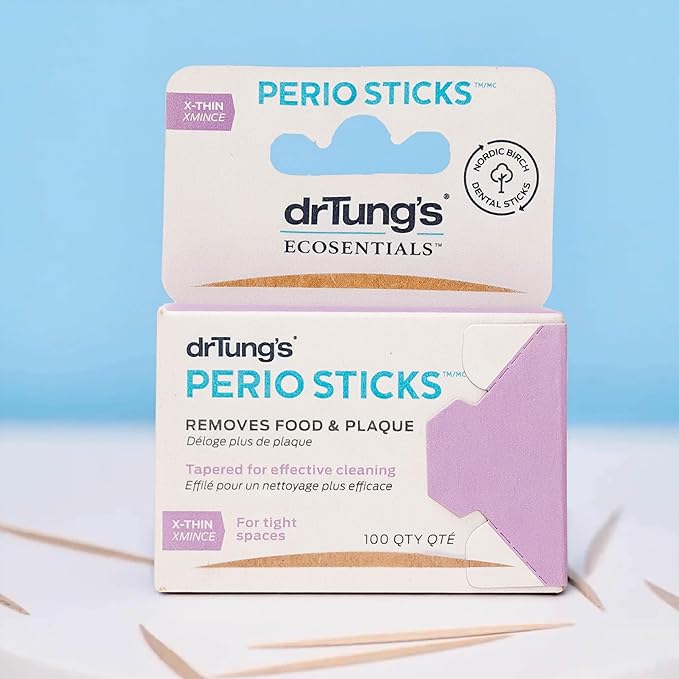 drTung's Dental Sticks for Teeth & Gum Cleaning - Toothpicks for Oral Care, Soft Floss Picks for Teeth, Interdental Plaque & Food Remover Tool, Perio Sticks - X-Thin, Bulk 100 Count (Pack of 2)