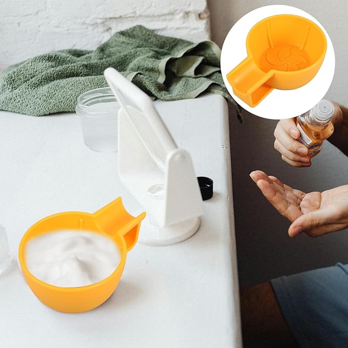 NOLITOY Shaving Soap Bowl for Men Small Plastic Shave Bowl Wide Mouth Thickened Anti-fall Design Decorative Yellow Shaving Cream Cup and Barber Use