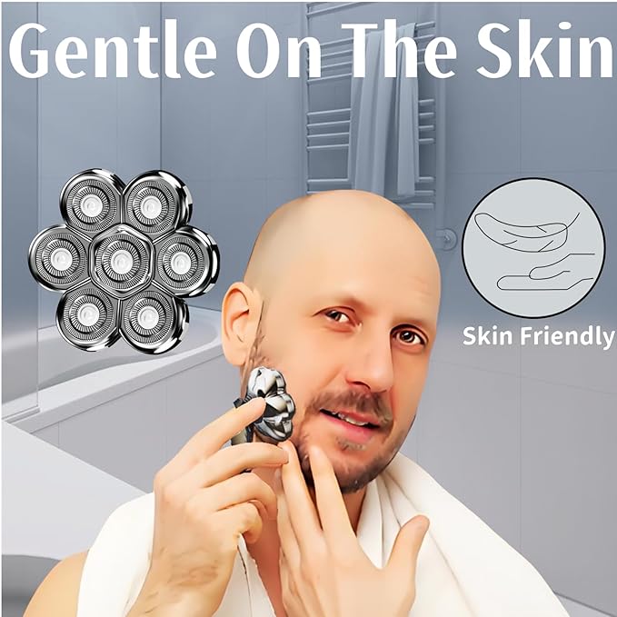 7D Blade Head Shaver Replacement Heads Compatible with SHPAVVER Detachable Head Shavers MS-672,MS-687,MS-686,Shaver Head Not Magnetic.