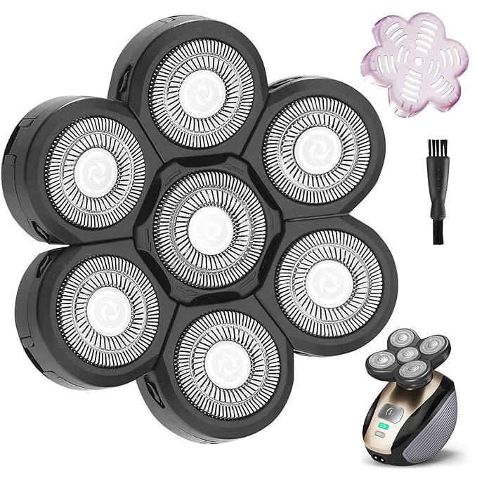 Universal Upgrade 7 Blades Head Shaver Replacement Heads Compatible with Freedom Gold shaver and some brands. 7D Electric Shaver Replacement Heads Waterproof Easy to Clean With Cleaning Brush