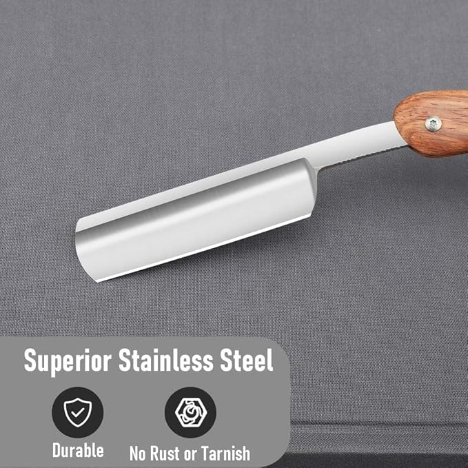 Straight razors for men Professional Straight Edge Barber Razor Premium Stainless Steel Shaver Razor with Shaving Strop for Men Home & Salon Grooming Using (NO.184)