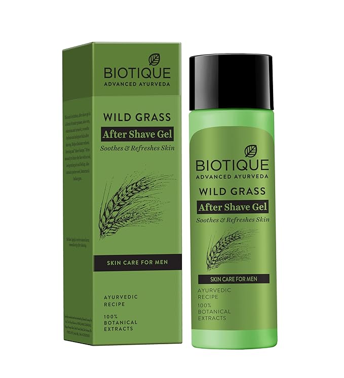 Biotique Bio Wild Grass A Soothing After Shave Gel for Men, 120ml i Eliminates Shave Bumps I 100% Natural & Organic