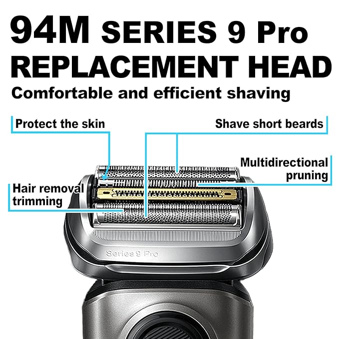 94M Series 9 Pro Electric Replacement Shaver Head Accessories Series 9 Pro Electric Shaver Compatible with Braun Series 9 9290cc, 9291cc, 9370cc, 9376cc, 9293s, 9260s, 9295cc, 9385cc,(Upgraded ver.)