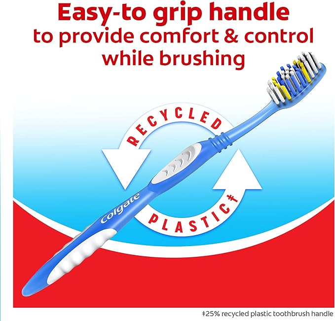 Colgate Extra Clean Toothbrush,Soft Toothbrush for Adults,3 Count (Pack of 2)