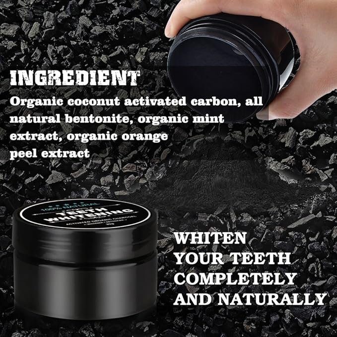 2-Pack Teeth Whitening Charcoal Powder, WUBLSYAN Activated Charcoal Tooth Cleaning Powder, Natural Toothpaste Alternative, Oral Care Sets Natural Coconut, Organic and Chemical Free