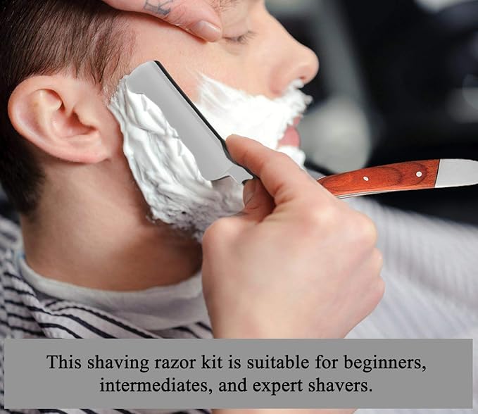 Professional Straight Razor Kit With Strop, Shaving Brush, Leather Strop - Barber Edge Razor Navaja de Barbero