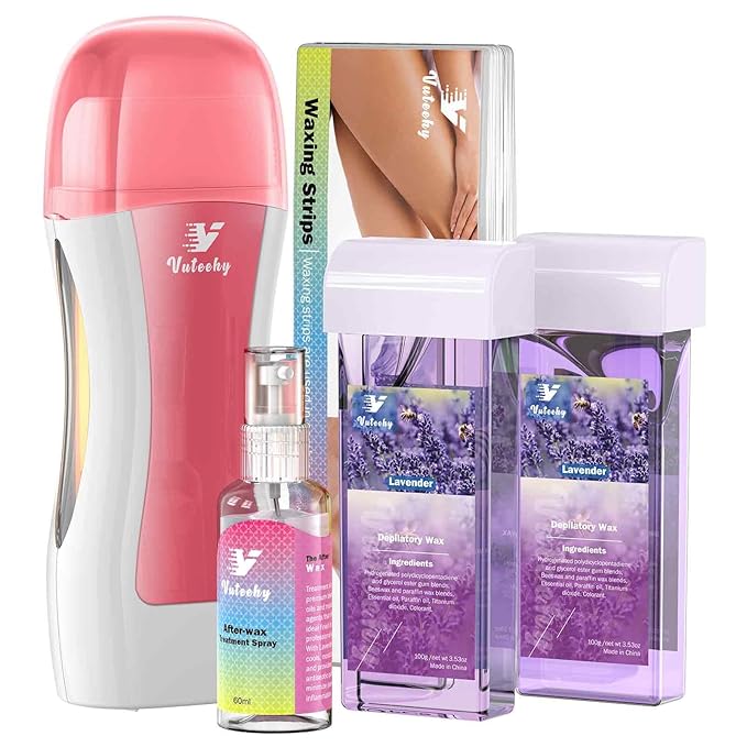 Roll on Wax Kit, Roller Waxing Kit with 2 Soft Cartridges, Waxing Kit for Hair Removal, Rolling Wax Hair Removal Kit for Women Men