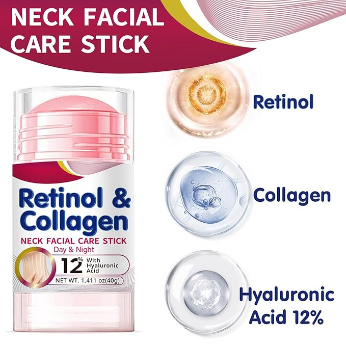 Retinol Collagen Cream for Face with 12% Hyaluronic Acid, Retinol Face Stick Day & Night Lifting & Firming Anti Wrinkle Facial Moisturizer Anti Aging Neck Cream for Reduce Fine Lines