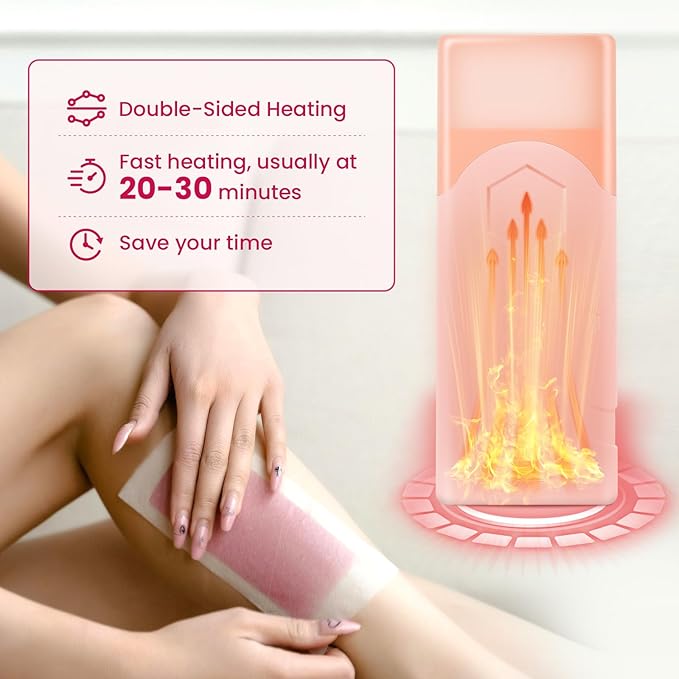 Roll On Wax Kit, Portable Wax Roller Kit for Coarse/Fine Hair Removal, Beginners Waxing Roller for All Skin Types with 3 Pcs 100g Roll Cartridge, 100 Non-Woven Strips & 10 After Oil Wipes (F0_Pink)
