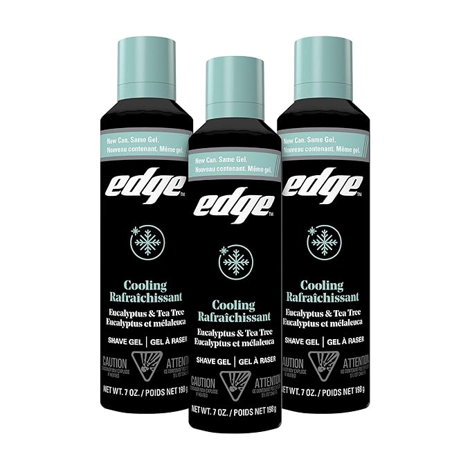 Edge Shave Gel for Men, Cooling Eucalyptus & Tea Tree, 7oz (3 Pack) - Shaving Gel For Men That Moisturizes, Protects and Soothes To Help Reduce Skin Irritation (Packaging May Vary)