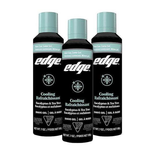 Edge Shave Gel for Men, Cooling Eucalyptus & Tea Tree, 7oz (3 Pack) - Shaving Gel For Men That Moisturizes, Protects and Soothes To Help Reduce Skin Irritation (Packaging May Vary)