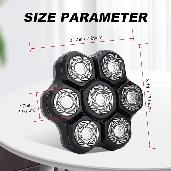 7 Blades Head Shaver Replacement Heads - Magnetic Shaver Replacement Heads - Universal Replacement Heads 2pcs