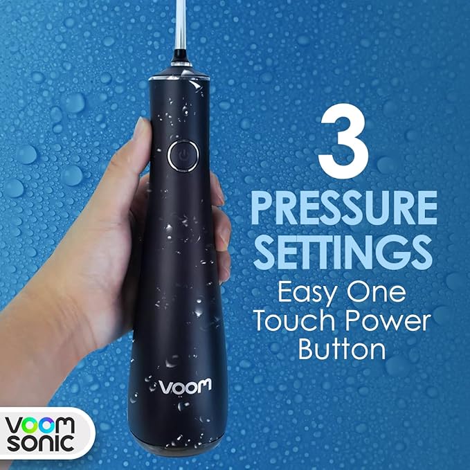 Cordless Water Flosser (Black) | Portable Oral Irrigator, Travel-Friendly Water Pick with 4-Tips, 3 Speed Rechargeable Water Dental Flosser for Teeth Cleaning, Braces & Sensitive Gums, IPX7 Waterproof