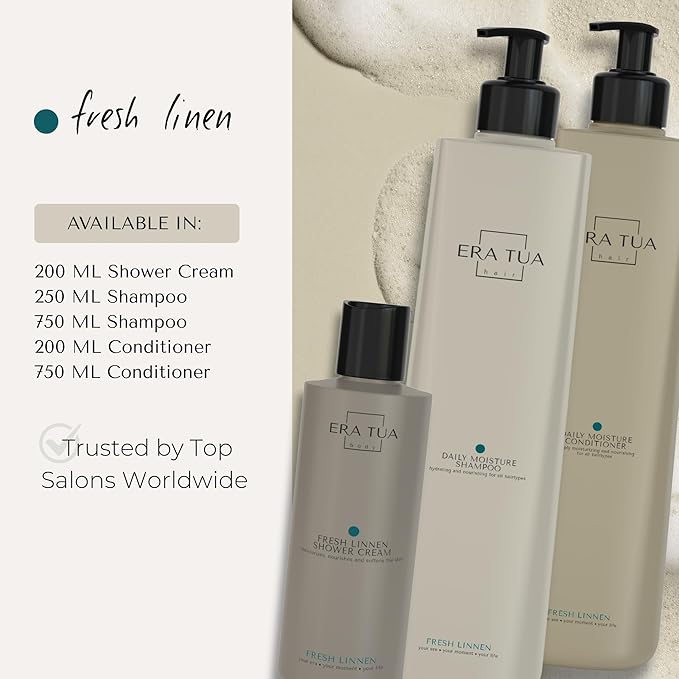 Fresh Linen Shower Cream | Dutch Made & Formulated | Natural, Vegan, Paraben Free & Cruelty Free| Hydrating Body Wash for All Skin Types |sulfate Silicone free | Jasmine & Rose Scent | 200 ml