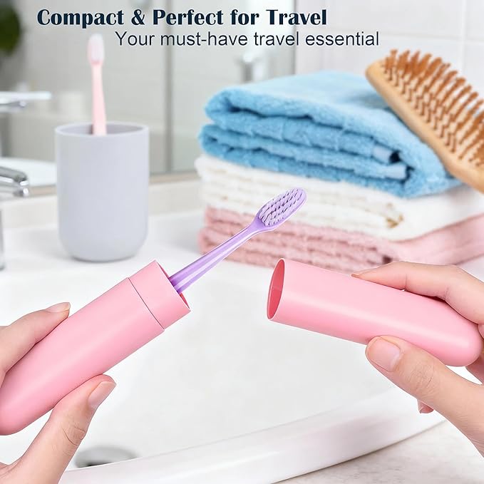 4-Pack Toothbrush Travel Case, Plastic Dustproof Breathable Travel Toothbrush Holders for Home, Travel, Business, Camping, School, Portable Travel Toothbrush Containers
