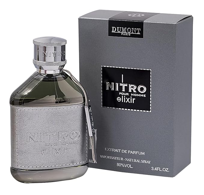 Dumont Nitro Elixir Pour Homme - Extrait De Parfum for Men | Long Lasting Luxury Fragrance | Elegant, Bold, & Sensual Scent | EDP 3.4 FL OZ | 80% Vol | Nitro Perfume for Men