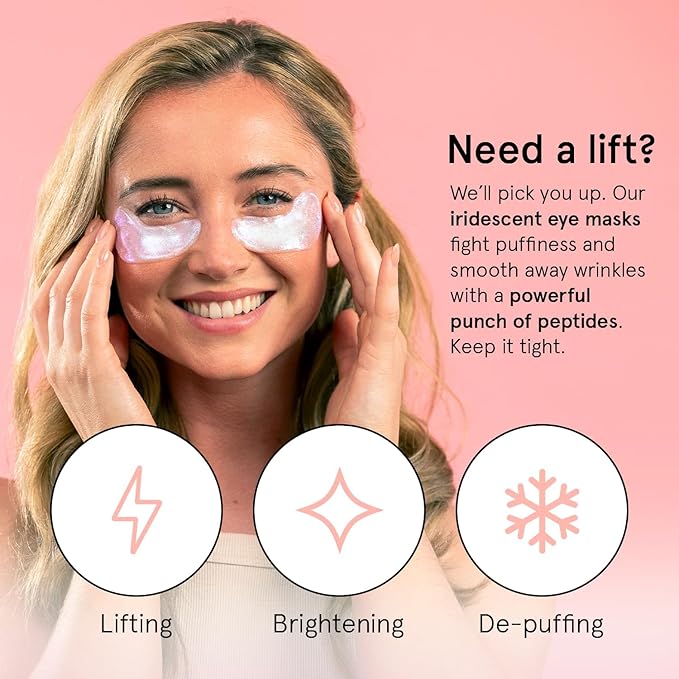 grace & stella Peptide Under Eye Patches with Niacinamide & Rice Extract - Firming Eye Masks for Dark Circles and Puffiness - Small Gifts for Women - Vegan, Cruelty-Free (White, 6 Pairs)