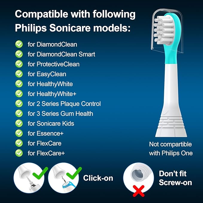 Kids Replacement Toothbrush Heads 10 Pack for Philips Sonicare Electric Toothbrush Soft Brush Head for Child 3-7 for Boy Girl,Blue