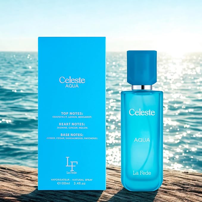 Khadlaj La Fede Celeste Aqua Eau de Parfum Spray for Unisex, 3.4 Ounce / 100ml