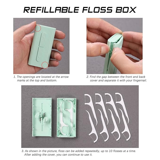 Dental Floss Portable Case, Storage 10 Picks Adult Floss in Box. The Best Tool for Cleaning Teeth and Oral Care. Portable Travel Floss is Perfect for Dinners, Dating, Travel, Hotels. (Blue)