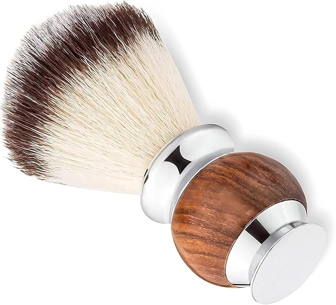 Jack Shaver® Men's Shaving Brush for Soap, Luxury Missanda Hardwood and Stainless Steel, Cream or Foam with Classic Synthetic Silvertip Vegan Friendly Badger Bristles Male Grooming Gift