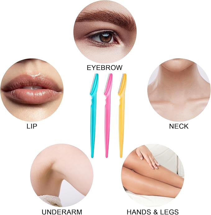 48 Pcs Face Razors, Facial Razor Multipurpose Dermaplaning Tools, Eyebrow Razor Multicolor Eyebrow Trimmer Shaper Shaver, Hair Removal Tool for Women Men Face Body Use