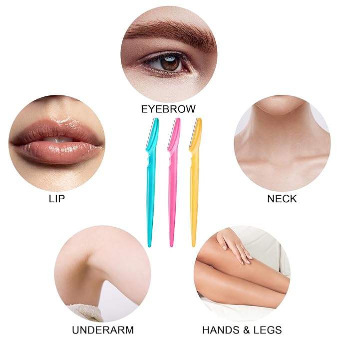 21 Pcs Multicolor Eyebrow Razors, Face Razors Multipurpose, Exfoliating Dermaplaning Tools, Eyebrow Trimmers Shaver with Protective Cover, Facial Hair Removal for Women Men Body Use