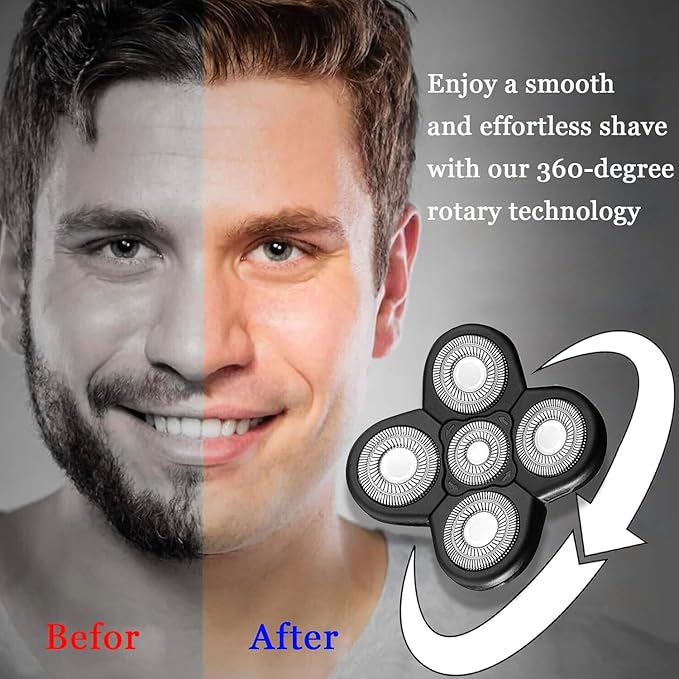 Electric Razor Blades 5D Replacement for Freebird Skull Pitbull Shaver Refills, with Cleaning Brush