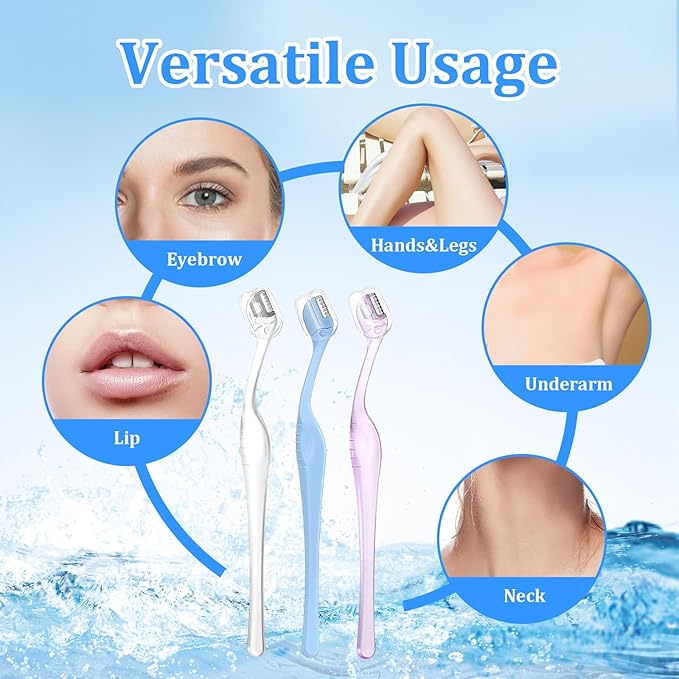 6Pcs Small Eyebrow Razors, Mini Razors for Women, 5.1"Eyebrow Trimmer Razer, Mini Eyebrow Trimmer with Safety Cap for Makeup Face Care