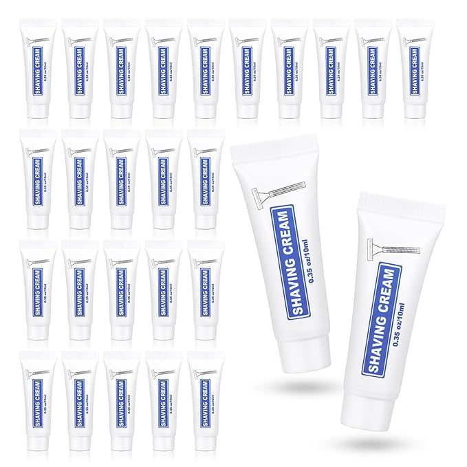 200 Pack Travel Size Shaving Cream Bulk,10ml/0.35fl oz Individually Wrapped Mini Disposable Shaving Cream in Bulk 1.2x2.8 inch Travel Size Toiletries Amenities for Guests,Homeless,Charity