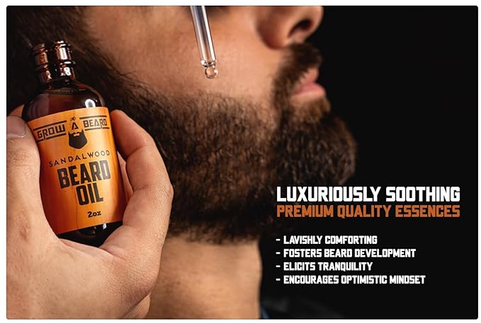Beard Oil for Men, 2oz Sandalwood & 2oz Citrus Scent, with Jojoba & Argan Oil, Beard Moisturizer, Softener, & Conditioner, All Natural, (2 Pack)