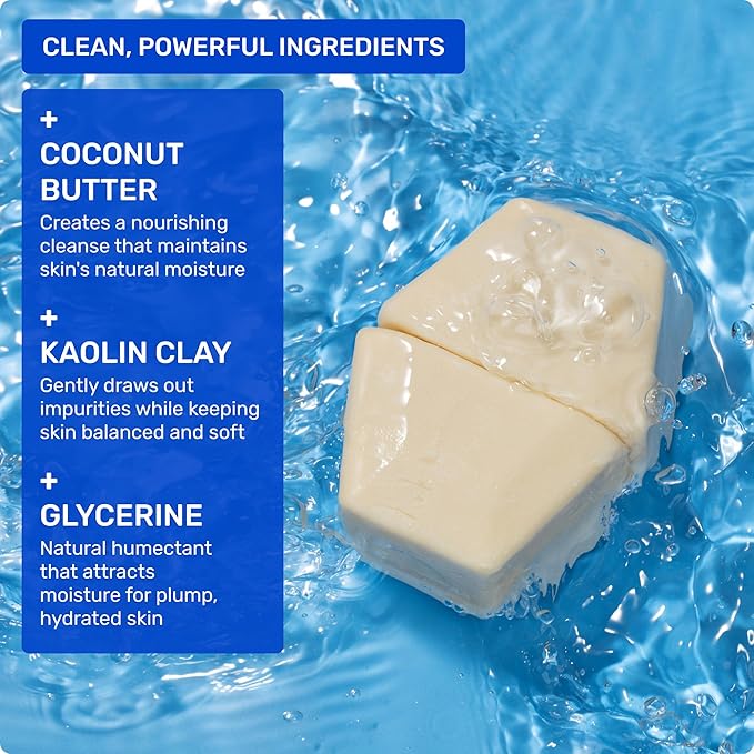 Ethique Hydrating - Solid Face Cleanser for All Skin Types - Plastic-Free, Vegan, Cruelty-Free, Eco-Friendly, 3.9 oz (Pack of 1: 2 bars)