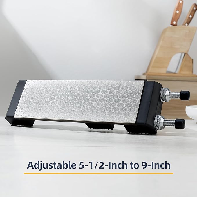 S SATC Sharpening Stone Holder,Adjustable 5-1/2 Inch to 9 Inch,Rubber Stainless Steel No-Slip Sharpening Stone Base for Diamond Stones